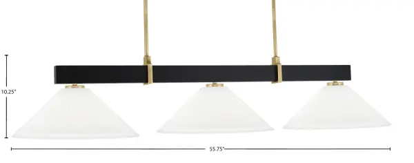 Wellington 3-Light Island Pendant in Matte Black & New Age Brass - Image 2