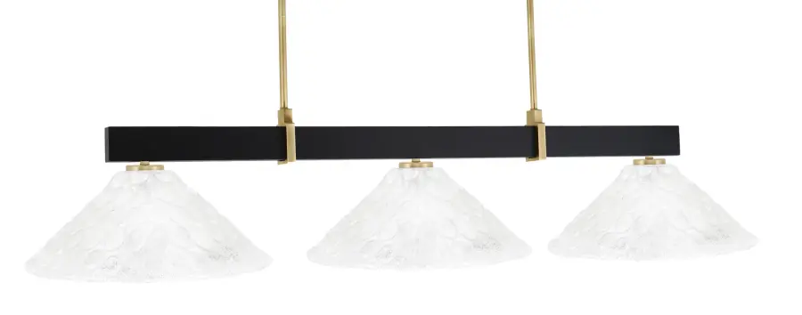 Wellington 3-Light Island Pendant in Matte Black & New Age Brass with Italian Bubble Glass - Image 1