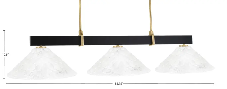 Wellington 3-Light Island Pendant in Matte Black & New Age Brass with Italian Bubble Glass - Image 2
