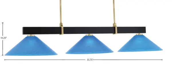 Wellington 3-Light Island Pendant with Blue Italian Glass - Image 2