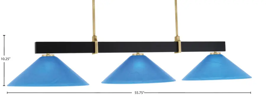 Wellington 3-Light Island Pendant with Blue Italian Glass - Image 2