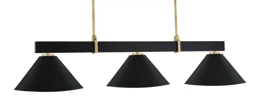 Wellington 3-Light Island Pendant in Matte Black & New Age Brass - Image 1