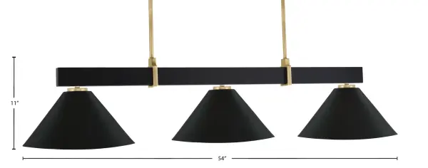 Wellington 3-Light Island Pendant in Matte Black & New Age Brass - Image 2