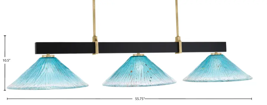 Wellington 3-Light Island Pendant with Teal Crystal Glass - Image 2
