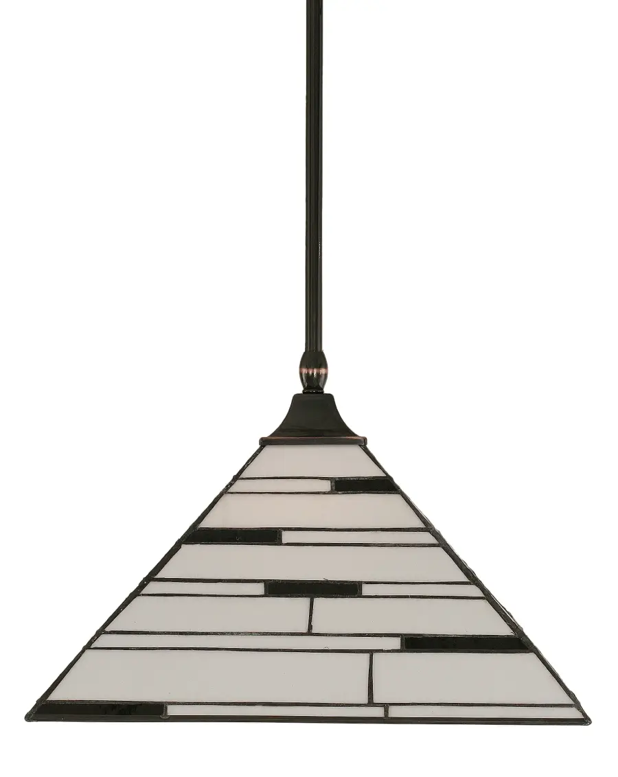 Toltec Lighting Stem Hung Pendant with Pearl Ebony Art Glass - Image 1