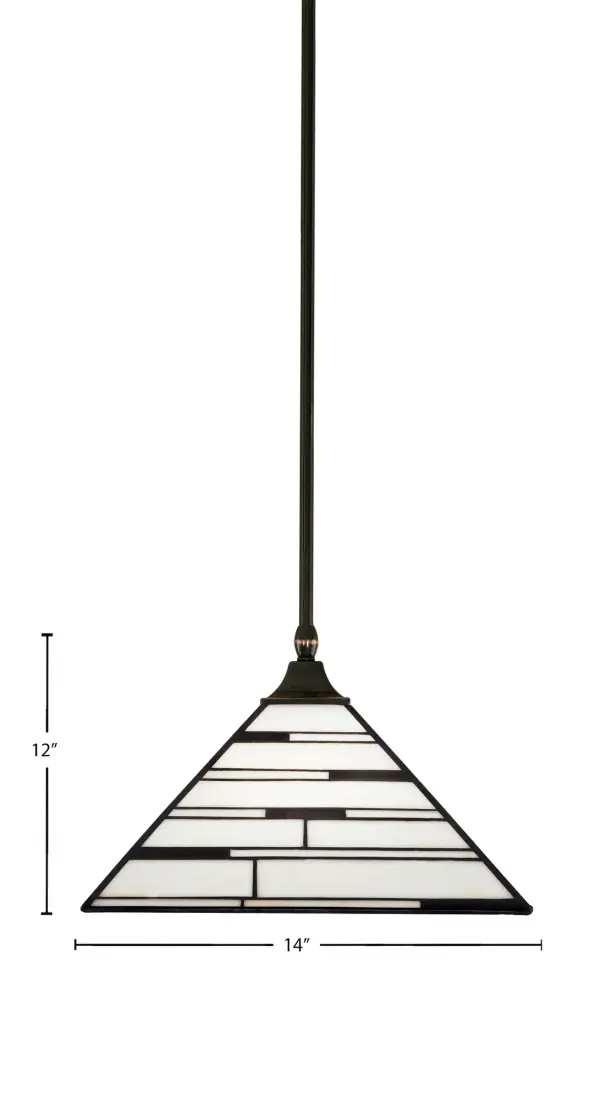 This sophisticated pendant combines a rich Black Copper finish with stunning Pearl Ebony art glass, creating a statement piece perfect for dining areas and entryways. The adjustable stem system offers exceptional installation flexibility. - alternate view