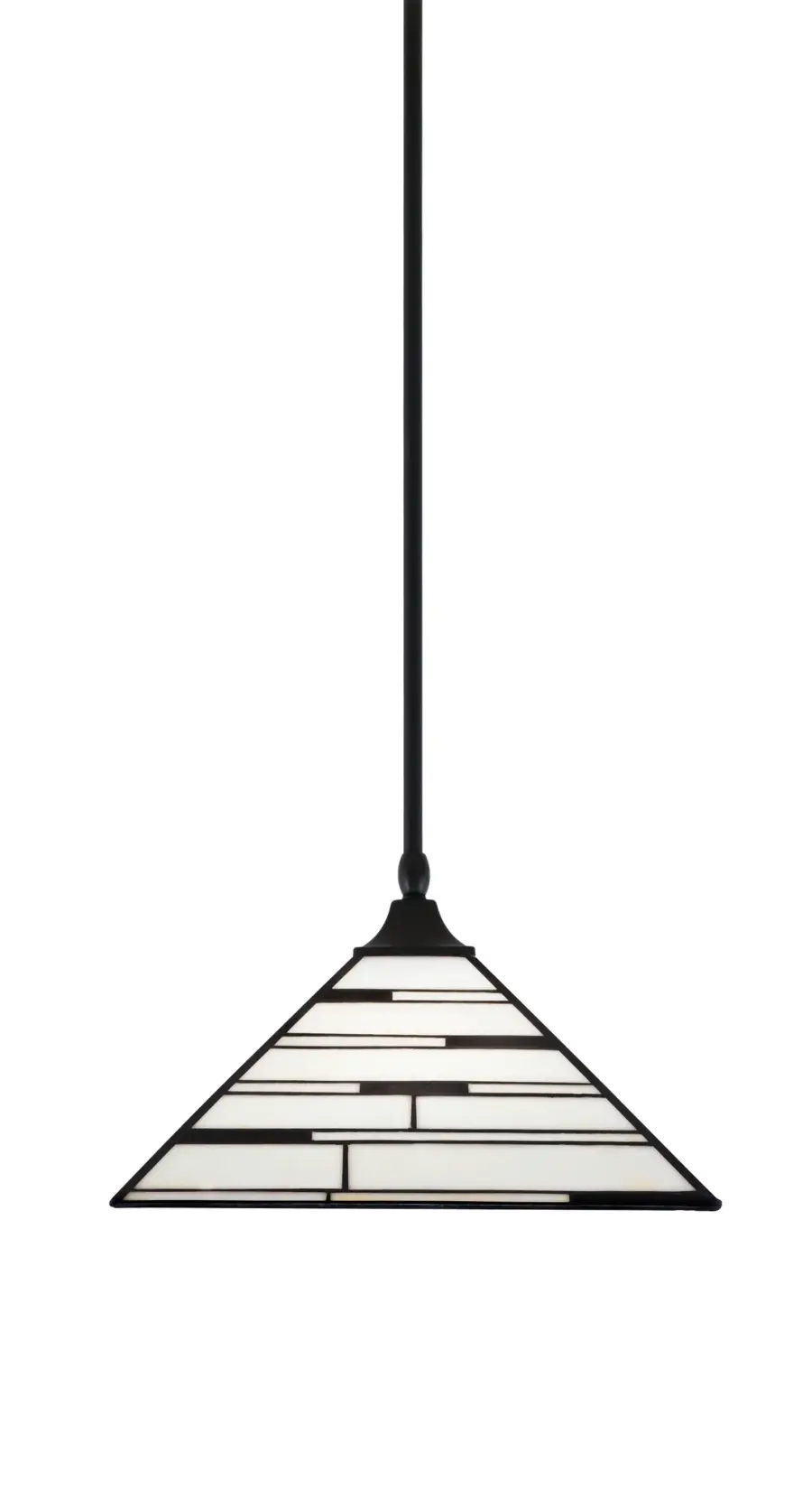 Toltec Lighting Stem Hung Pendant with Pearl Ebony Art Glass - Image 1