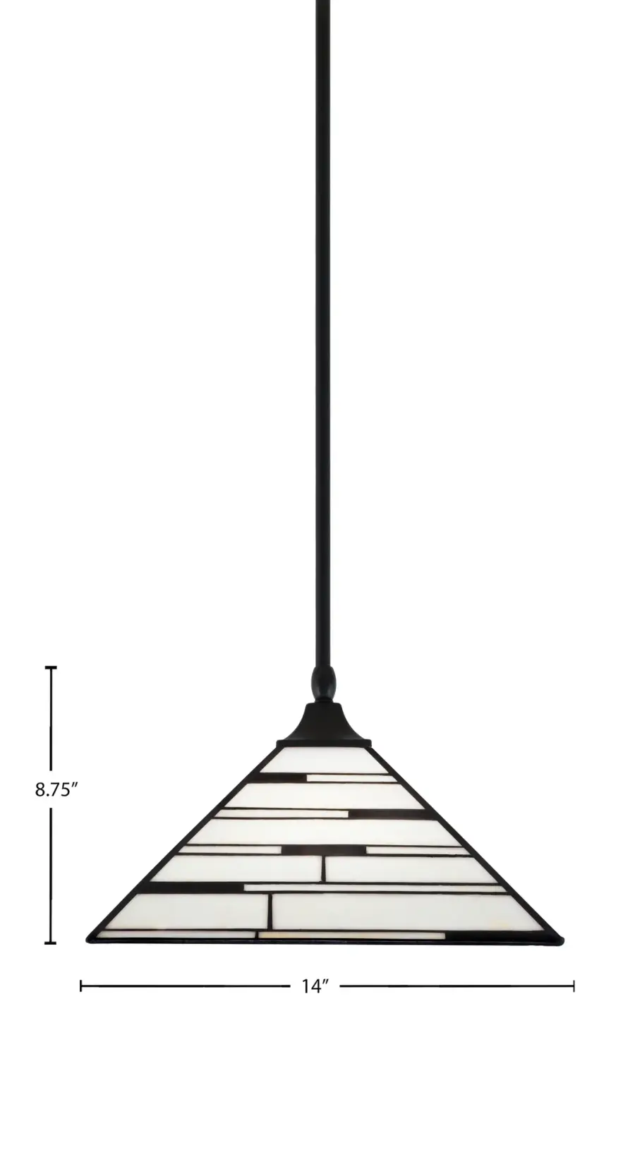Toltec Lighting Stem Hung Pendant with Pearl Ebony Art Glass - Image 2