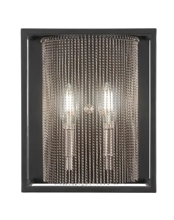The Cadina wall sconce combines matte black and brushed nickel finishes for a sophisticated contemporary look. With flexible up or down mounting and dual candelabra bulbs, it delivers warm ambient lighting perfect for modern spaces.