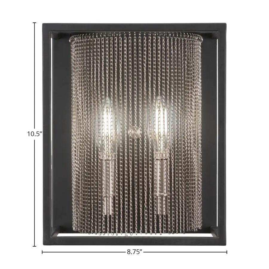 Cadina 2-Light Wall Sconce in Matte Black & Brushed Nickel - Image 2
