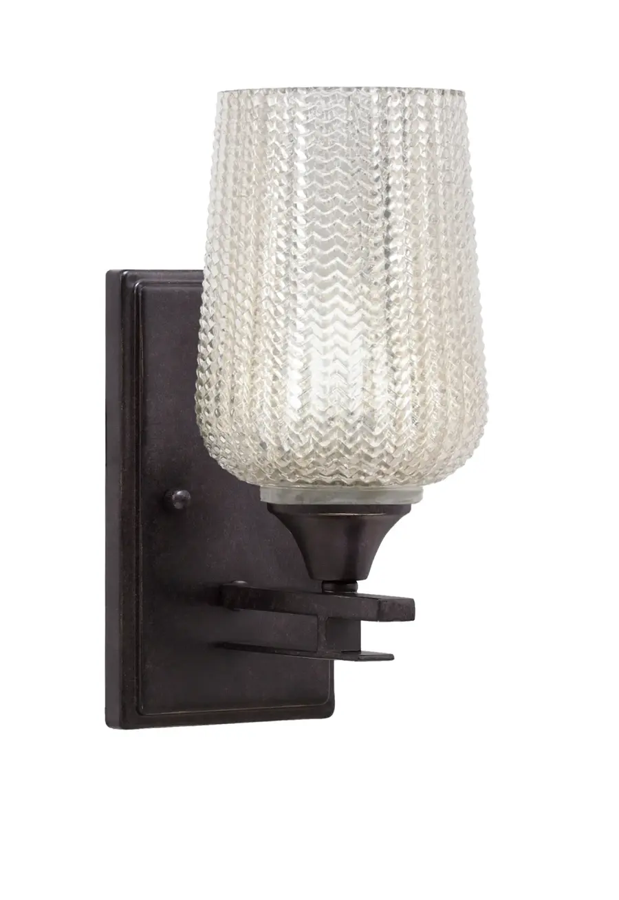 Uptowne Wall Sconce with Silver Textured Glass - Image 1
