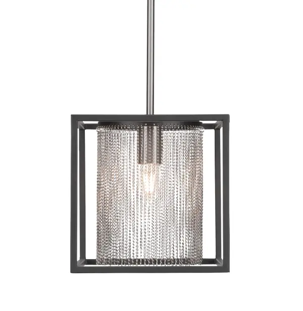 Cadina Stem Hung Mini Pendant in Matte Black & Brushed Nickel - Image 1
