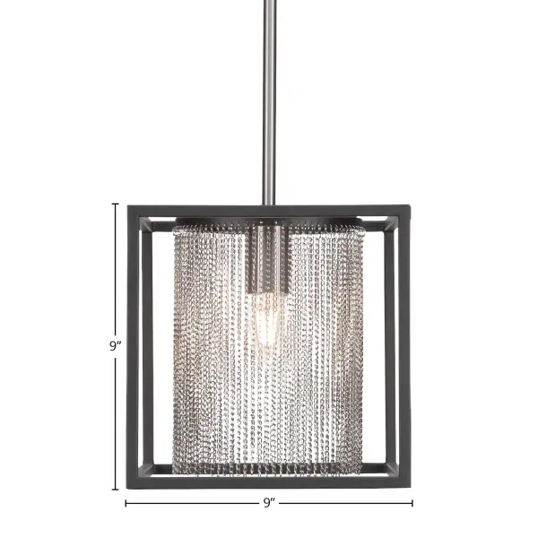 Cadina Stem Hung Mini Pendant in Matte Black & Brushed Nickel - Image 2