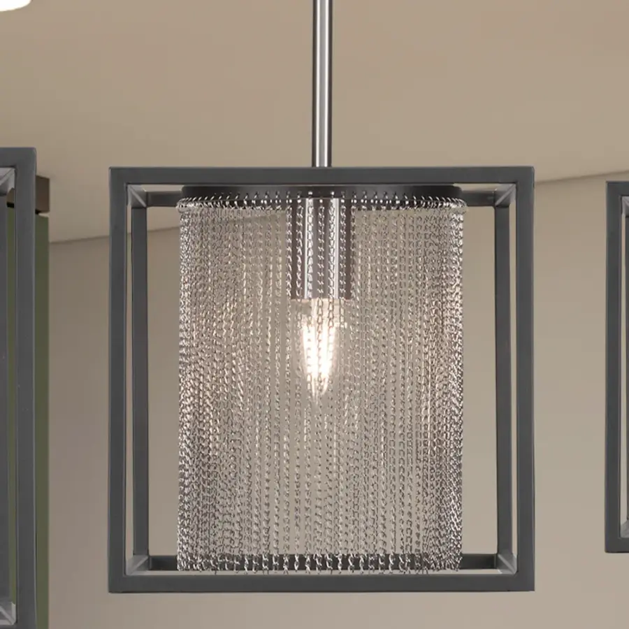 Cadina Stem Hung Mini Pendant in Matte Black & Brushed Nickel - Image 3