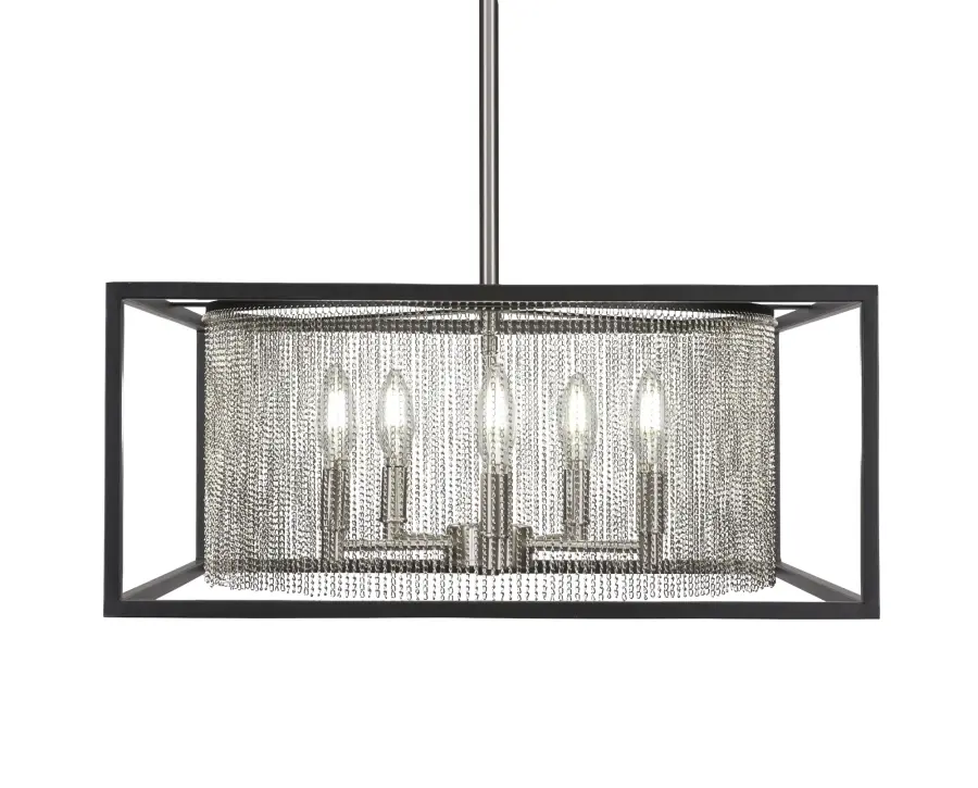 Cadina 5-Light Uplight Chandelier in Matte Black & Brushed Nickel - Image 1