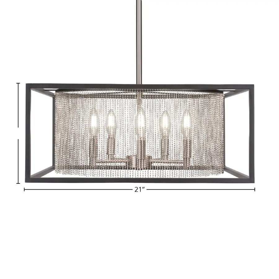 Cadina 5-Light Uplight Chandelier in Matte Black & Brushed Nickel - Image 2