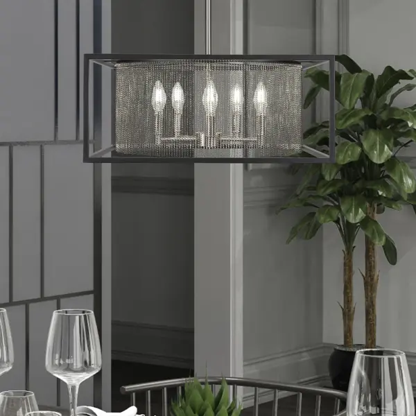 Cadina 5-Light Uplight Chandelier in Matte Black & Brushed Nickel - Image 3