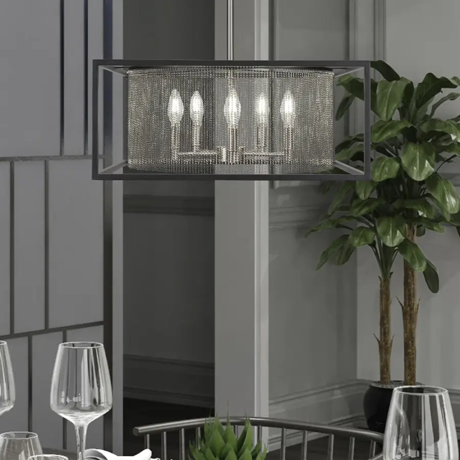 Cadina 5-Light Uplight Chandelier in Matte Black & Brushed Nickel - Image 3