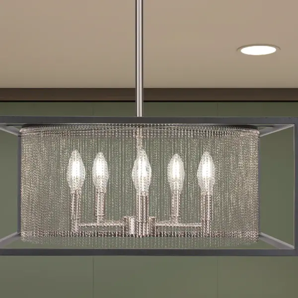 Cadina 5-Light Uplight Chandelier in Matte Black & Brushed Nickel - Image 4