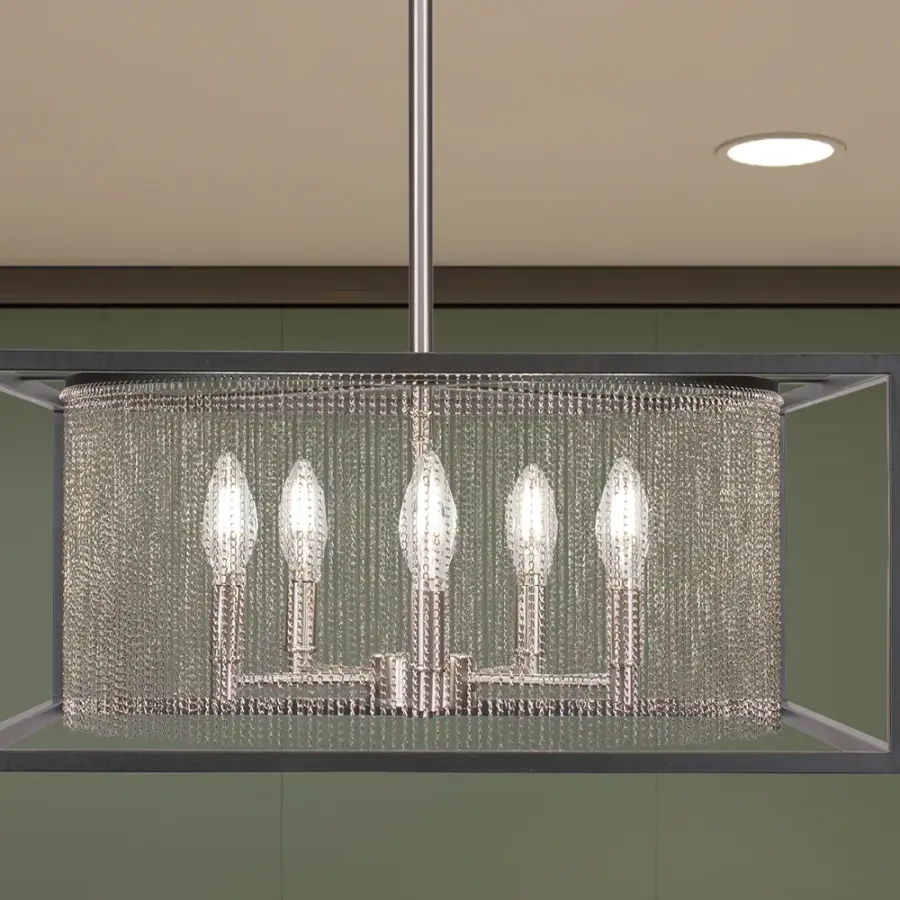 Cadina 5-Light Uplight Chandelier in Matte Black & Brushed Nickel - Image 4