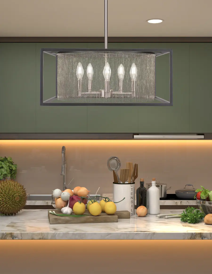 Cadina 5-Light Uplight Chandelier in Matte Black & Brushed Nickel - Image 5