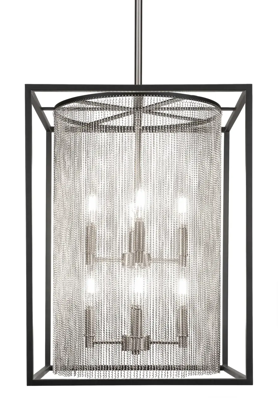 Cadina 5-Light Uplight Chandelier in Matte Black & Brushed Nickel - Image 1