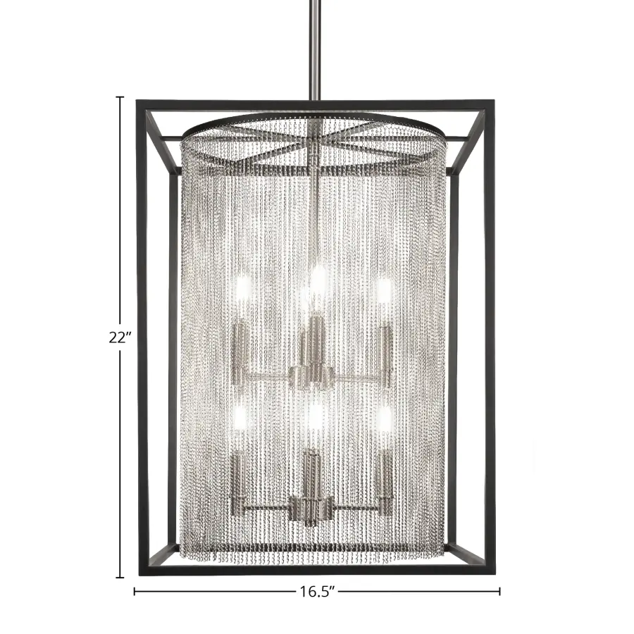 Cadina 5-Light Uplight Chandelier in Matte Black & Brushed Nickel - Image 2