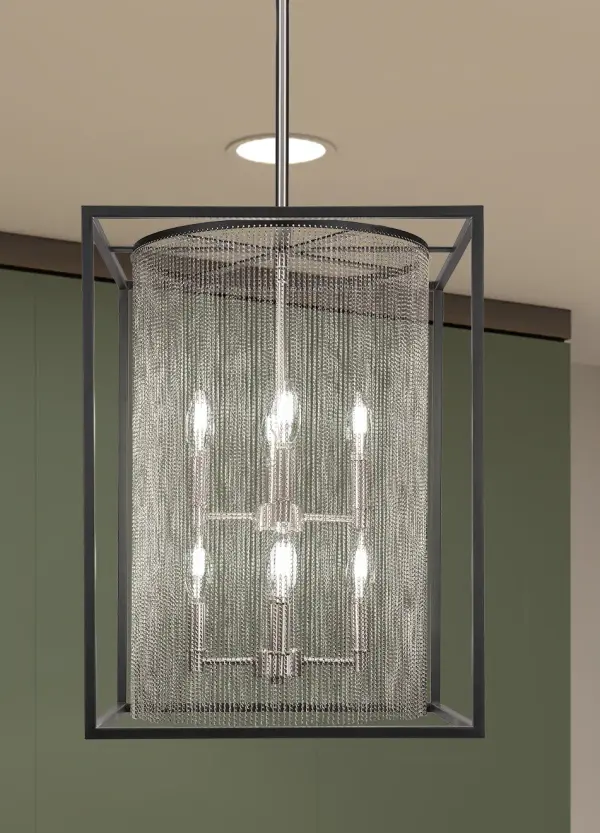 Cadina 5-Light Uplight Chandelier in Matte Black & Brushed Nickel - Image 3
