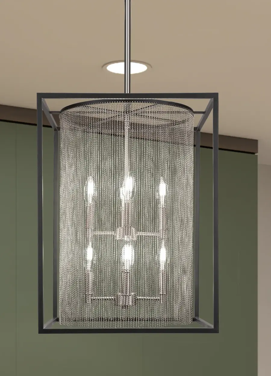 Cadina 5-Light Uplight Chandelier in Matte Black & Brushed Nickel - Image 3