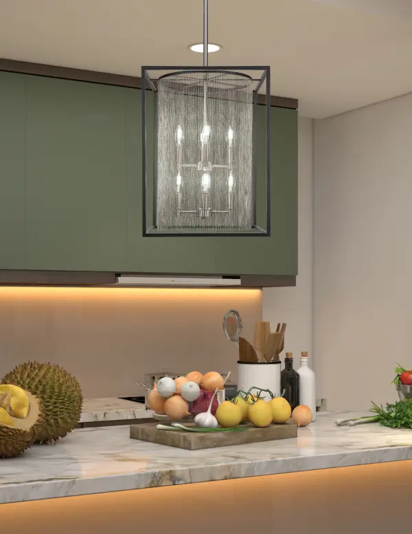 Cadina 5-Light Uplight Chandelier in Matte Black & Brushed Nickel - Image 4