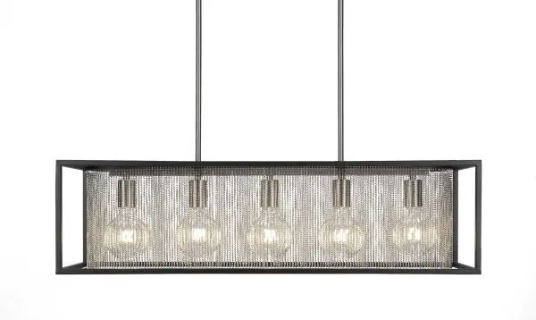The Cadina 5-Light Island Pendant combines contemporary design with practical functionality. Its matte black and brushed nickel two-tone finish adds visual interest, while five included 4-watt LED bulbs provide energy-efficient illumination.