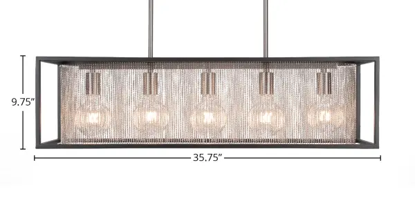 The Cadina 5-Light Island Pendant combines contemporary design with practical functionality. Its matte black and brushed nickel two-tone finish adds visual interest, while five included 4-watt LED bulbs provide energy-efficient illumination. - alternate view