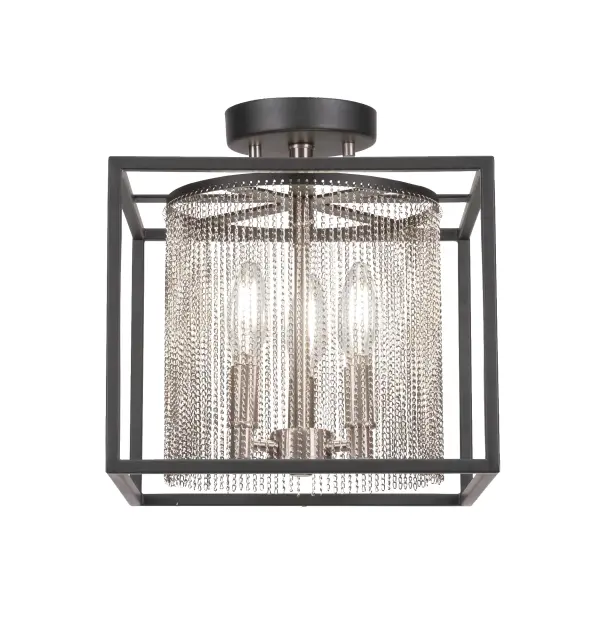 Cadina 3-Light Semi-Flush Mount in Matte Black & Brushed Nickel - Image 1