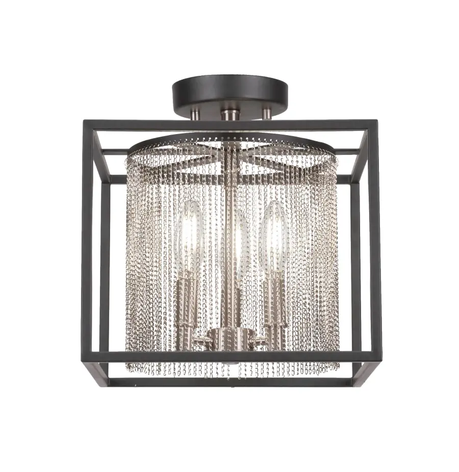 Cadina 3-Light Semi-Flush Mount in Matte Black & Brushed Nickel - Image 1