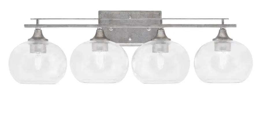 Uptowne 4 Light Bath Bar with Clear Bubble Glass - Image 1