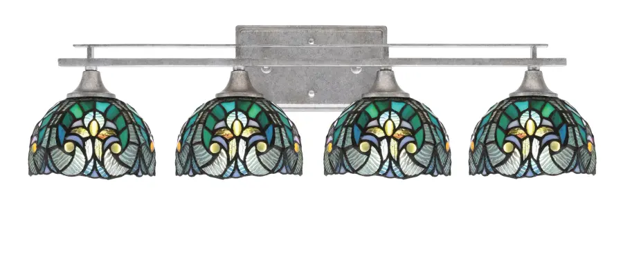 Uptowne 4 Light Bath Bar with Turquoise Cypress Art Glass - Image 1