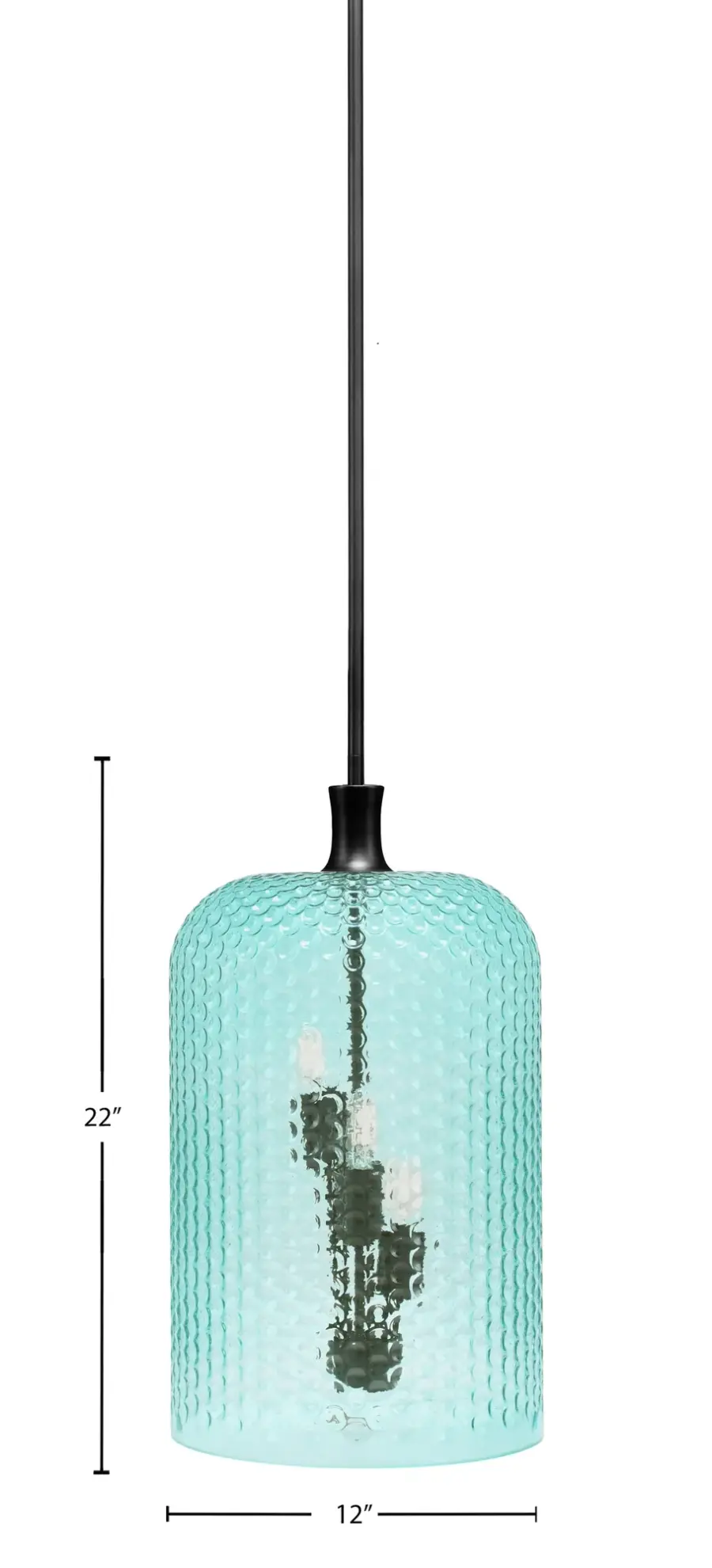 Toltec Lighting 3-Light Cluster Stem Pendant with Turquoise Glass - Image 2