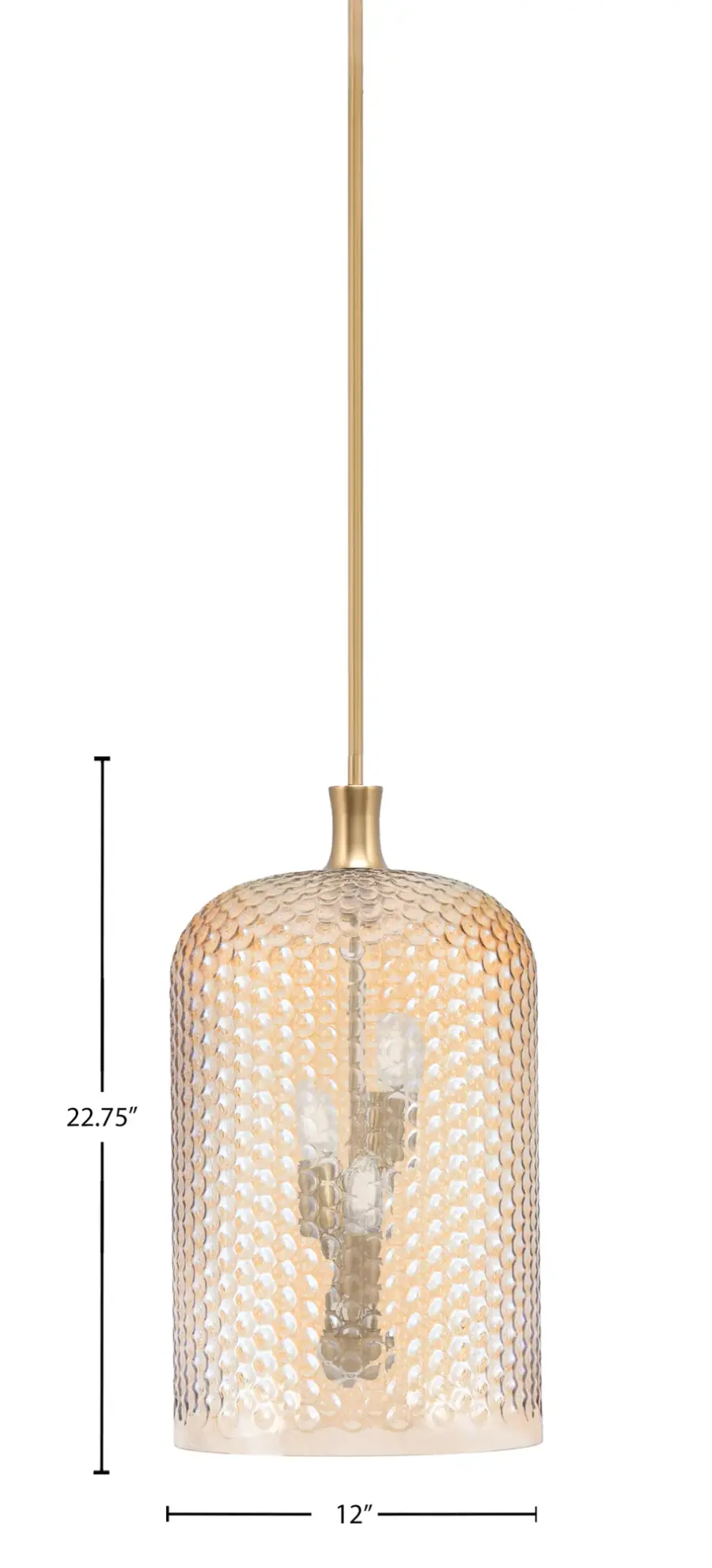 Toltec Lighting 3-Light Cluster Chain Pendant with Amber Textured Glass - Image 2