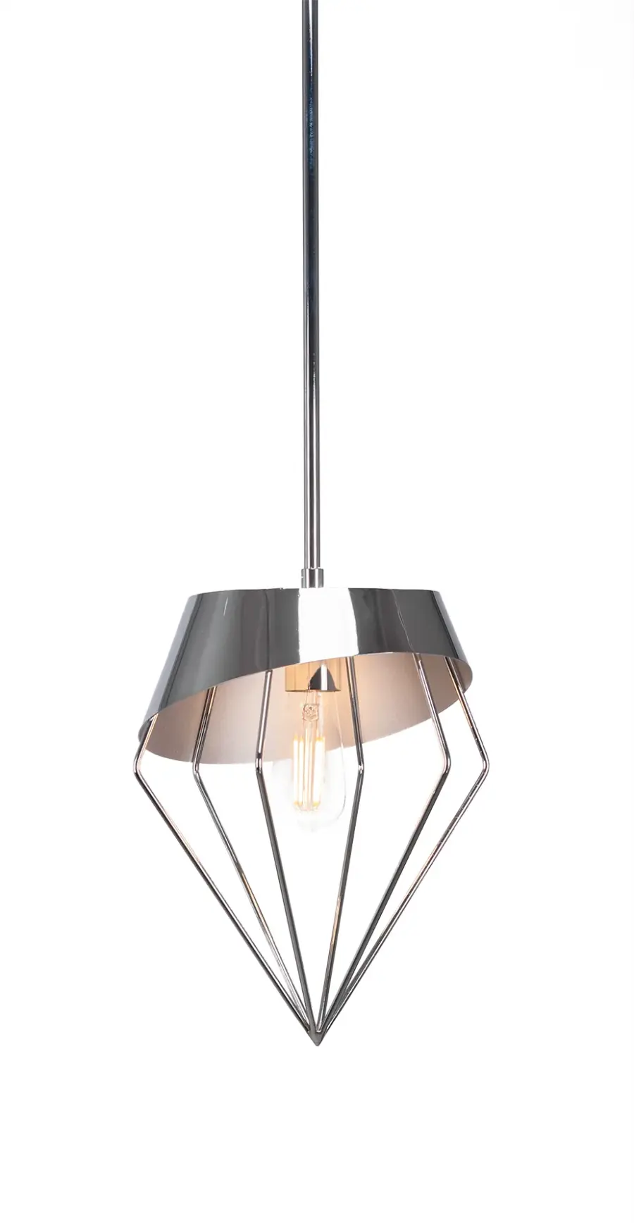 Neo 1-Light Stem Pendant in Chrome with Clear Antique LED Bulb - Image 1