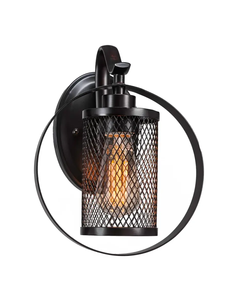 Elegant Espresso Wall Sconce with Warm Amber LED Lighting