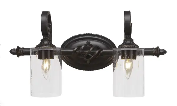 Elegante 2 Light Bath Bar in Dark Granite with Clear Bubble Glass - Image 1