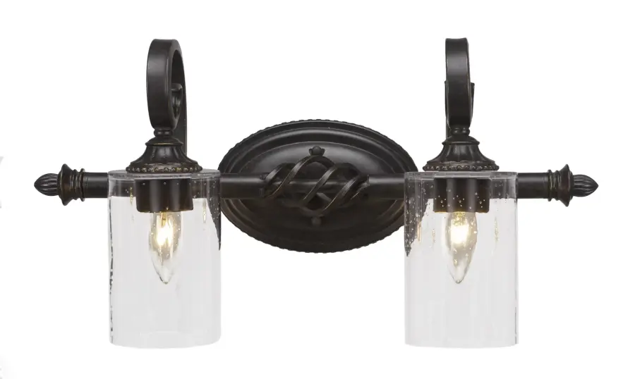 Elegante 2 Light Bath Bar in Dark Granite with Clear Bubble Glass - Image 1