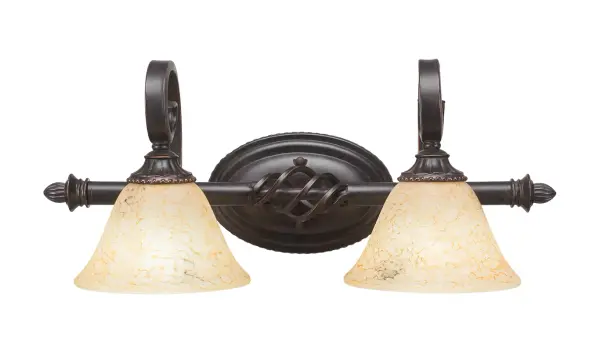 The Elegante 2 Light Bath Bar combines a rich Dark Granite finish with luxurious 7-inch Italian Marble glass shades, creating a refined focal point for bathroom vanities. Its versatile up-or-down mounting and dimmable capability offer flexibility.