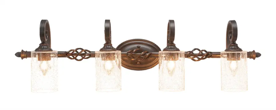 Elegante 4 Light Bath Bar in Dark Granite with Clear Bubble Glass - Image 1
