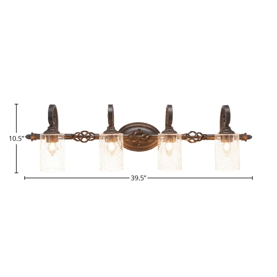 Elegante 4 Light Bath Bar in Dark Granite with Clear Bubble Glass - Image 2