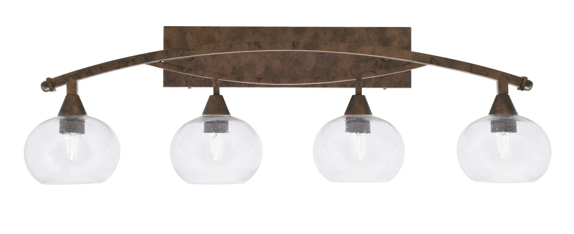 Bow 4 Light Bath Bar in Bronze with Clear Bubble Glass