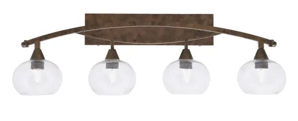 Bow 4 Light Bath Bar in Bronze with Clear Bubble Glass - Image 1