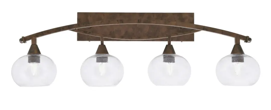 Bow 4 Light Bath Bar in Bronze with Clear Bubble Glass - Image 1