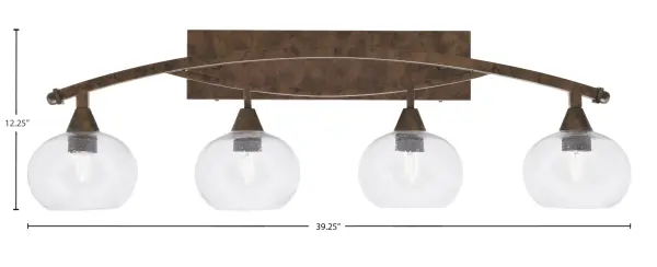 Bow 4 Light Bath Bar in Bronze with Clear Bubble Glass - Image 2