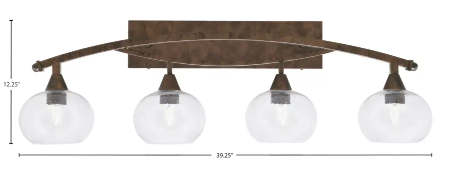 Bow 4 Light Bath Bar in Bronze with Clear Bubble Glass - Image 2